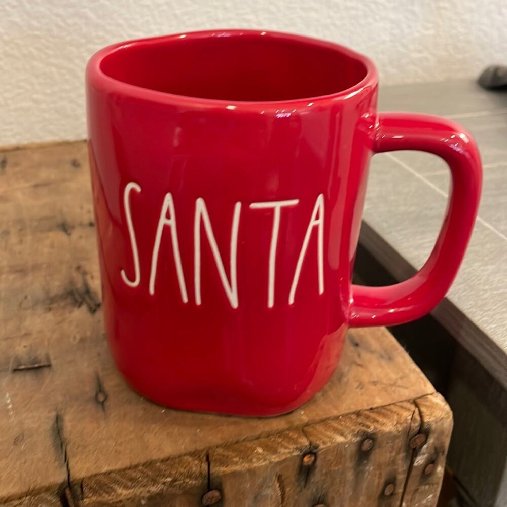Rae Dunn “Santa” Holiday Christmas Red White Coffee Cup Mug